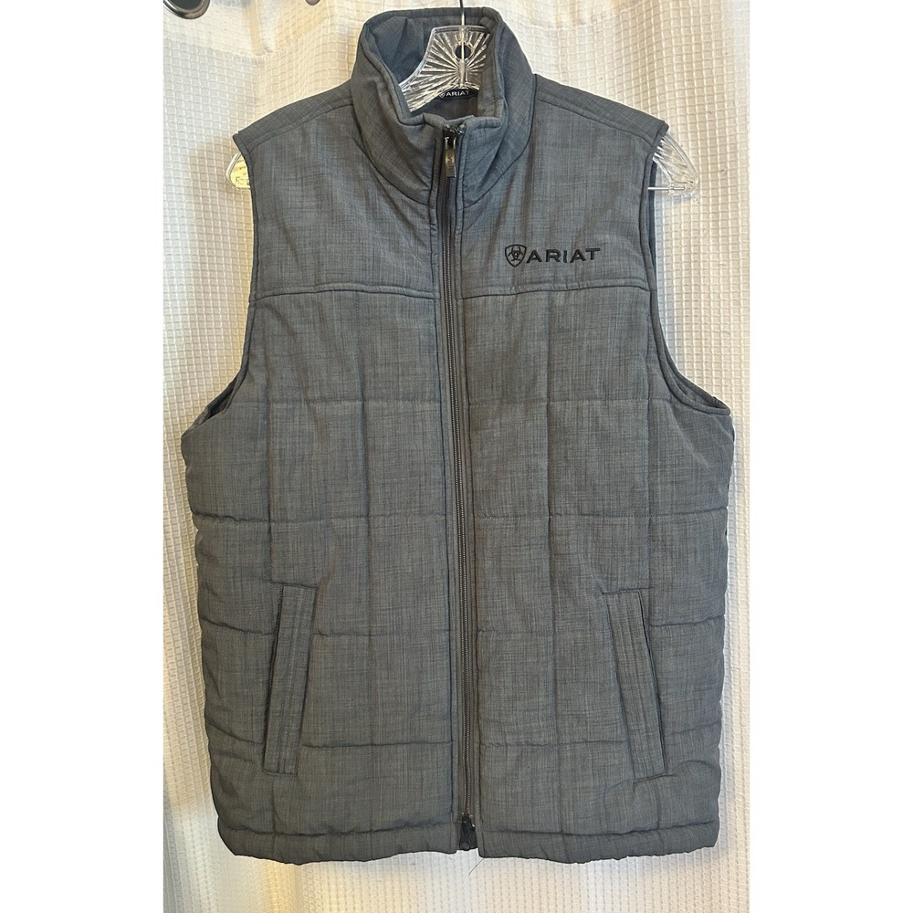 Ariat Puffer Vest Men's S  Conceal Carry Pocket Dark Gray Full Zip Insulated